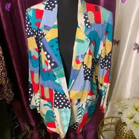 Vintage Danielle B. Abstract Colorful Blazer , size medium - Picture 2 of 5